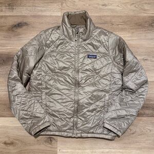 Patagonia Jacket Womens S Lightweight Radalie Bomber Quilted Nano Puffer Taupe